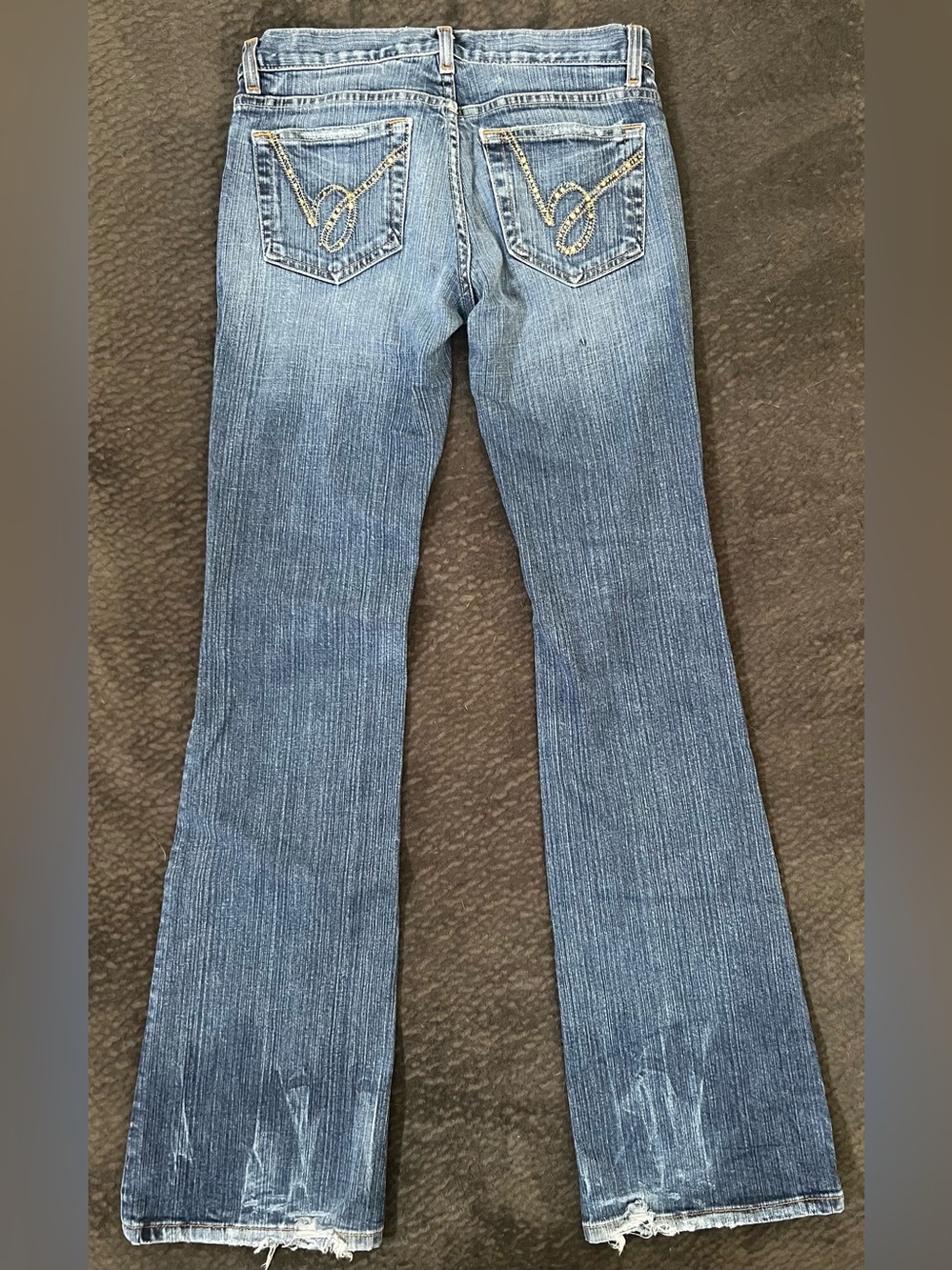 Vintage bebe Y2K Rhinestone Jeans Lightly Destroyed Fade Wash Denim 27 - Picture 4 of 7